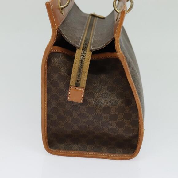 CELINE Macadam Canvas Hand Bag Pvc Leather Brown Gold - Picture 5 of 12